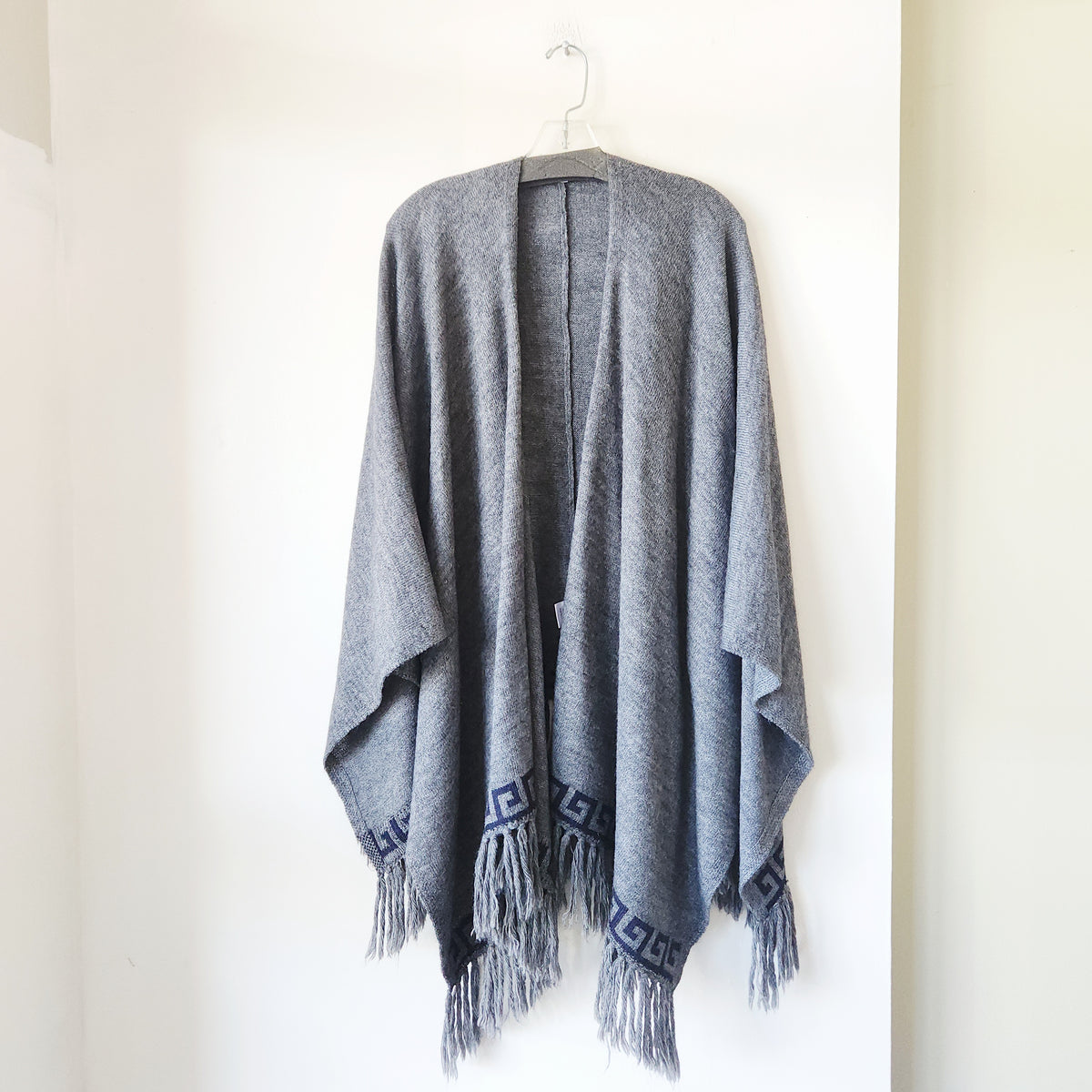 Garnet Hill Knit Cape with Greek Key Motif