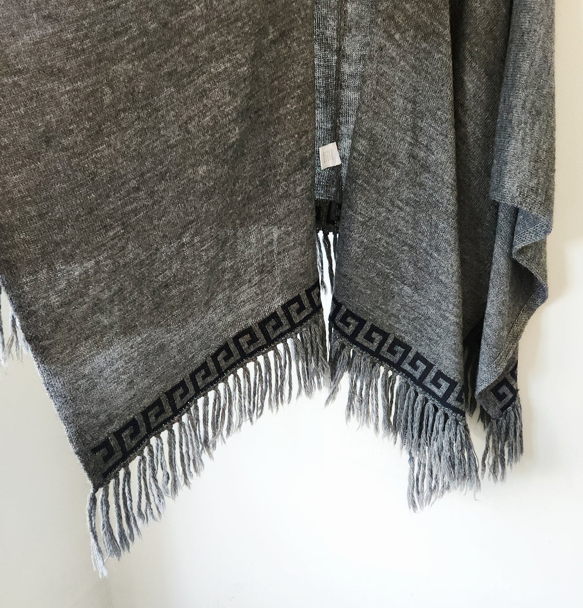 Garnet Hill Knit Cape with Greek Key Motif