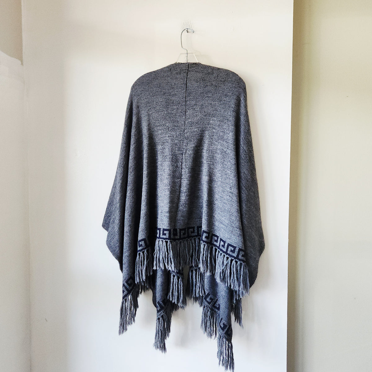 Garnet Hill Knit Cape with Greek Key Motif