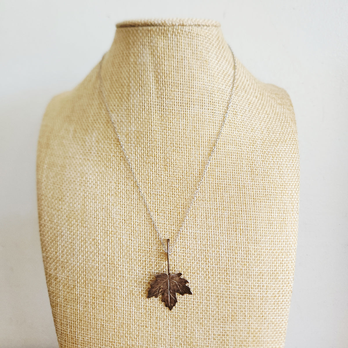 Sterling Silver Chain with Sterling Silver Leaf Pendant - Signed