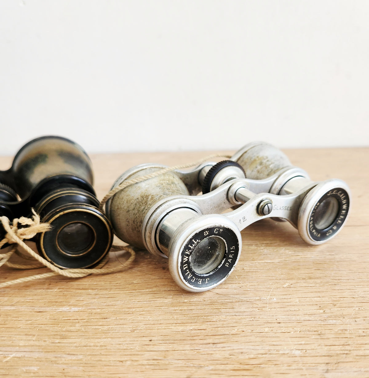 Antique J.E. Caldwell & Co. Paris Opera Binoculars(silver one)Set of 2