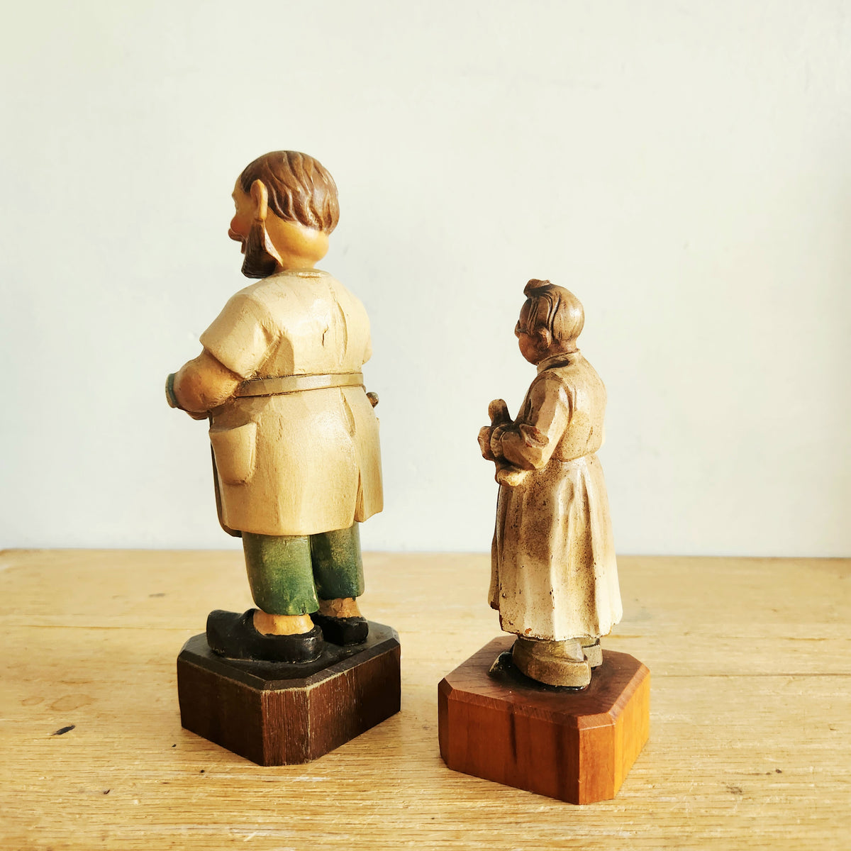 Vintage Anri Toriart Handcarved Wooden Figurines Set of 2