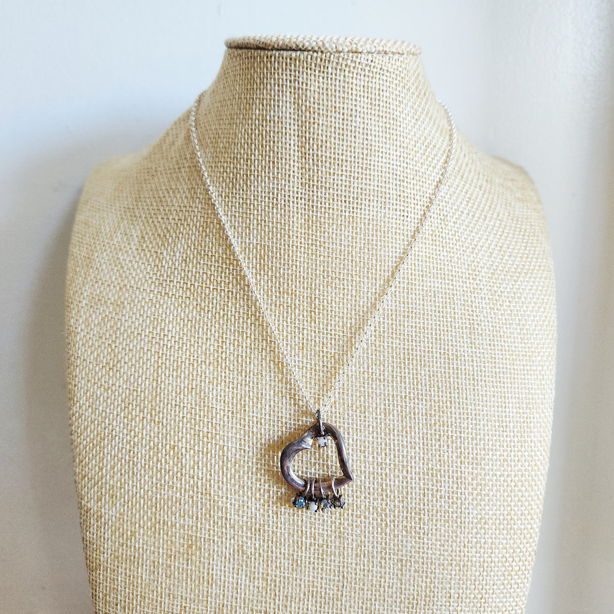 990 Silver Chain with Sterling Silver Lenox Birthstone Heart
