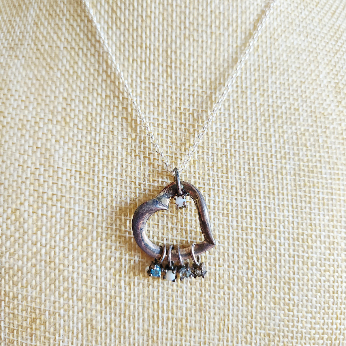 990 Silver Chain with Sterling Silver Lenox Birthstone Heart