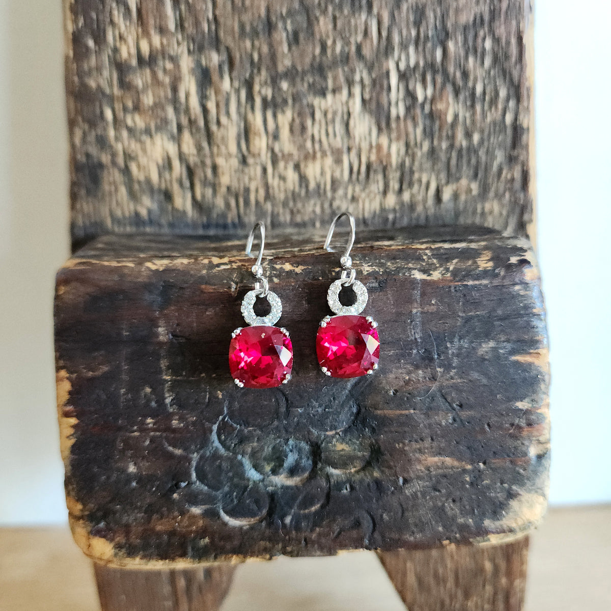 Sterling Silver & Faceted Stone Earrings
