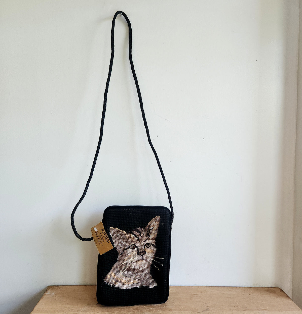 Vintage Claws Collection Needlepoint Cat Crossbody Bag - New