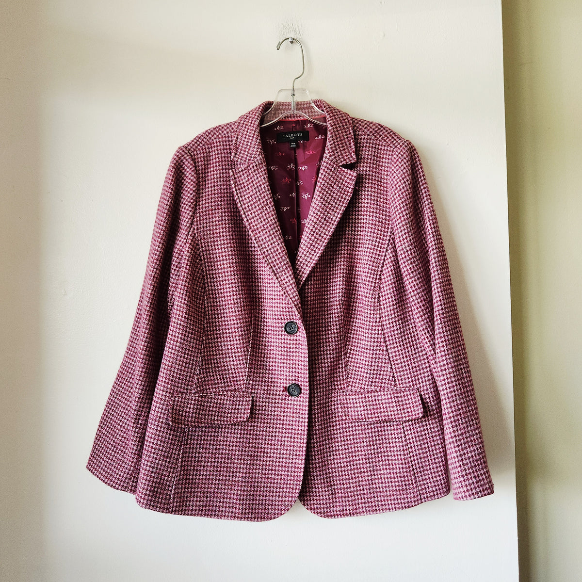 Talbots Wool Blend Houndstooth Blazer - size 14W