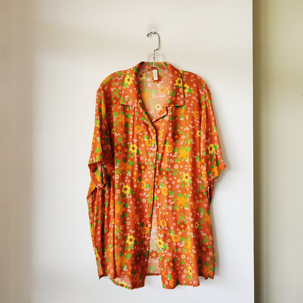 Spell Oversized Floral Print Button Up Top - L