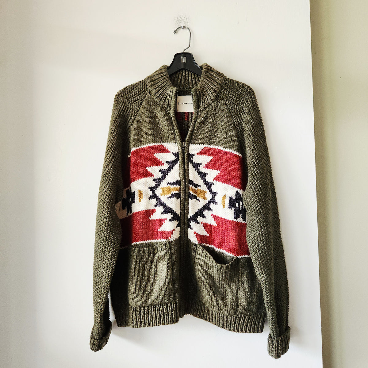 Lucky Brand Zip Up Cardigan - L