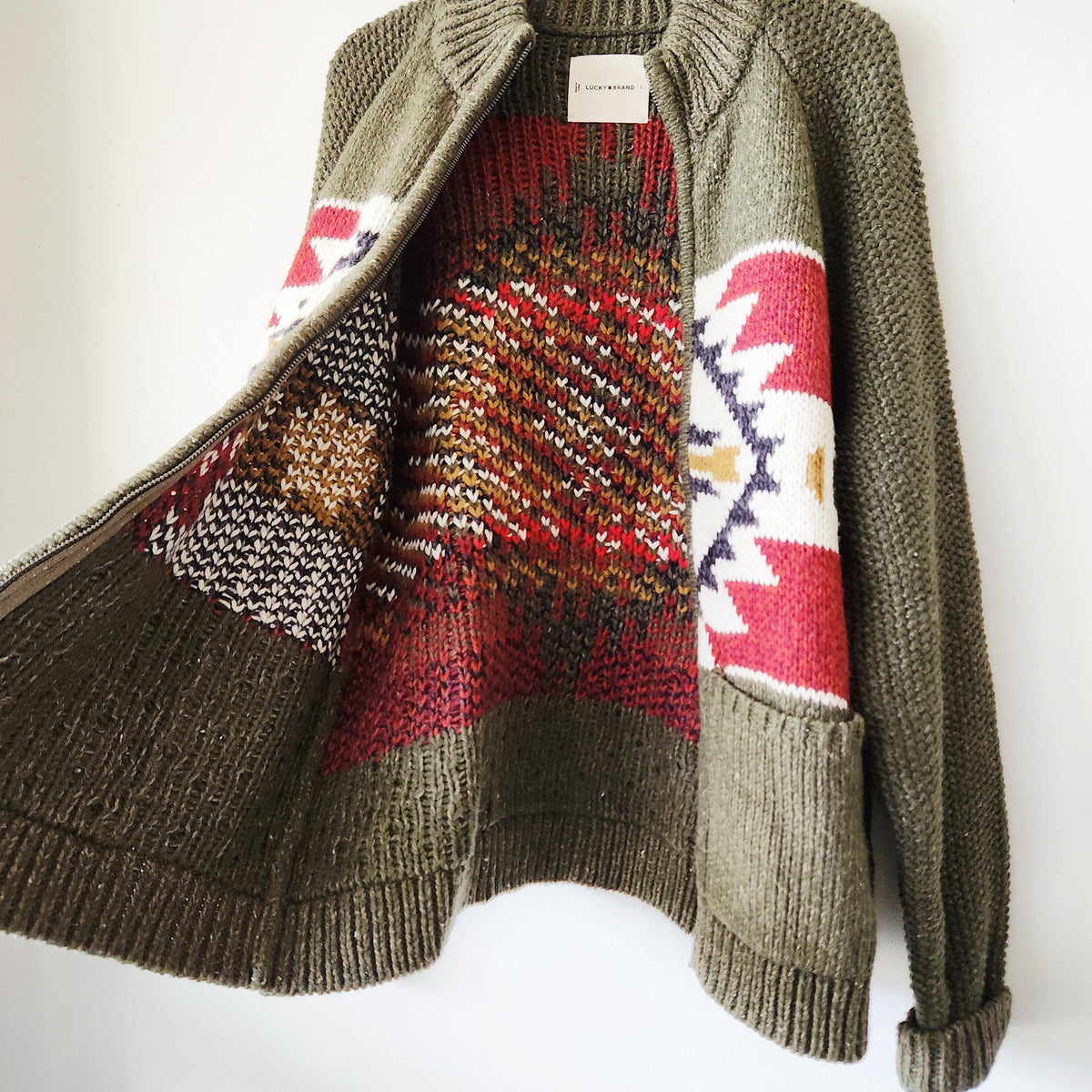 Lucky Brand Zip Up Cardigan - L