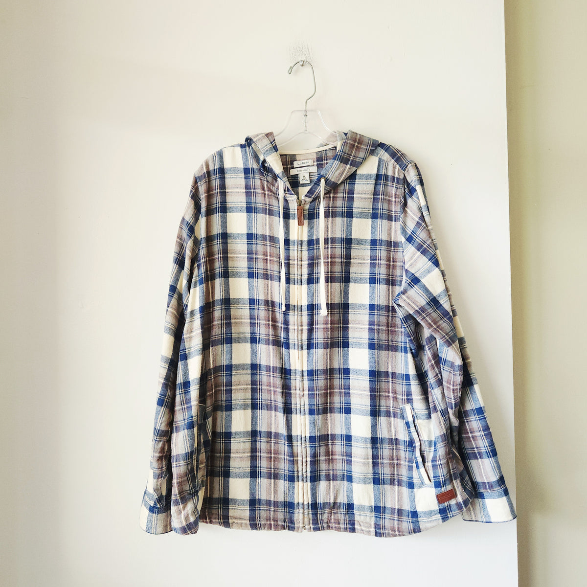 LL Bean 100% Cotton Flannel Zip Up Hoodie - 1X