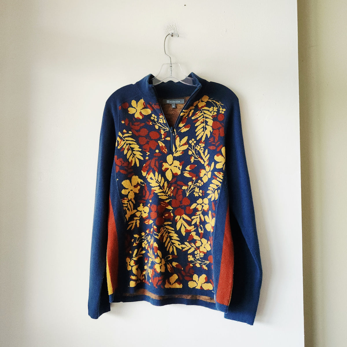 Title Nine Merino Wool Blend Quarter Zip Sweater - L