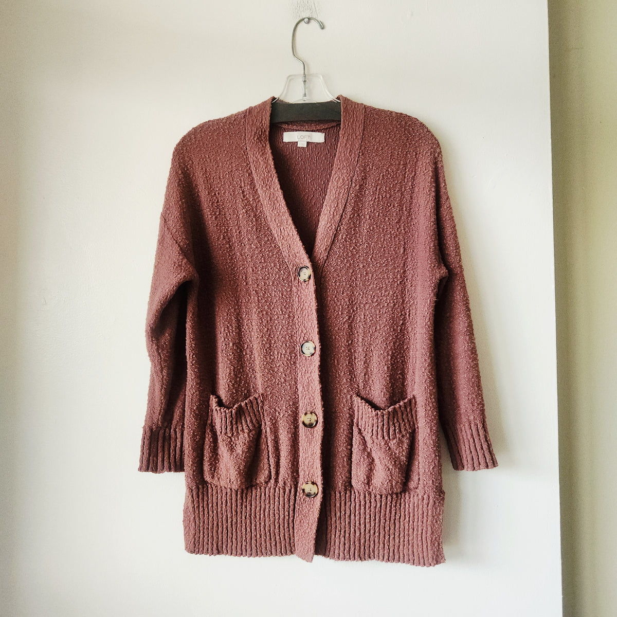 Loft 100% Cotton Textured Knit Cardigan - S