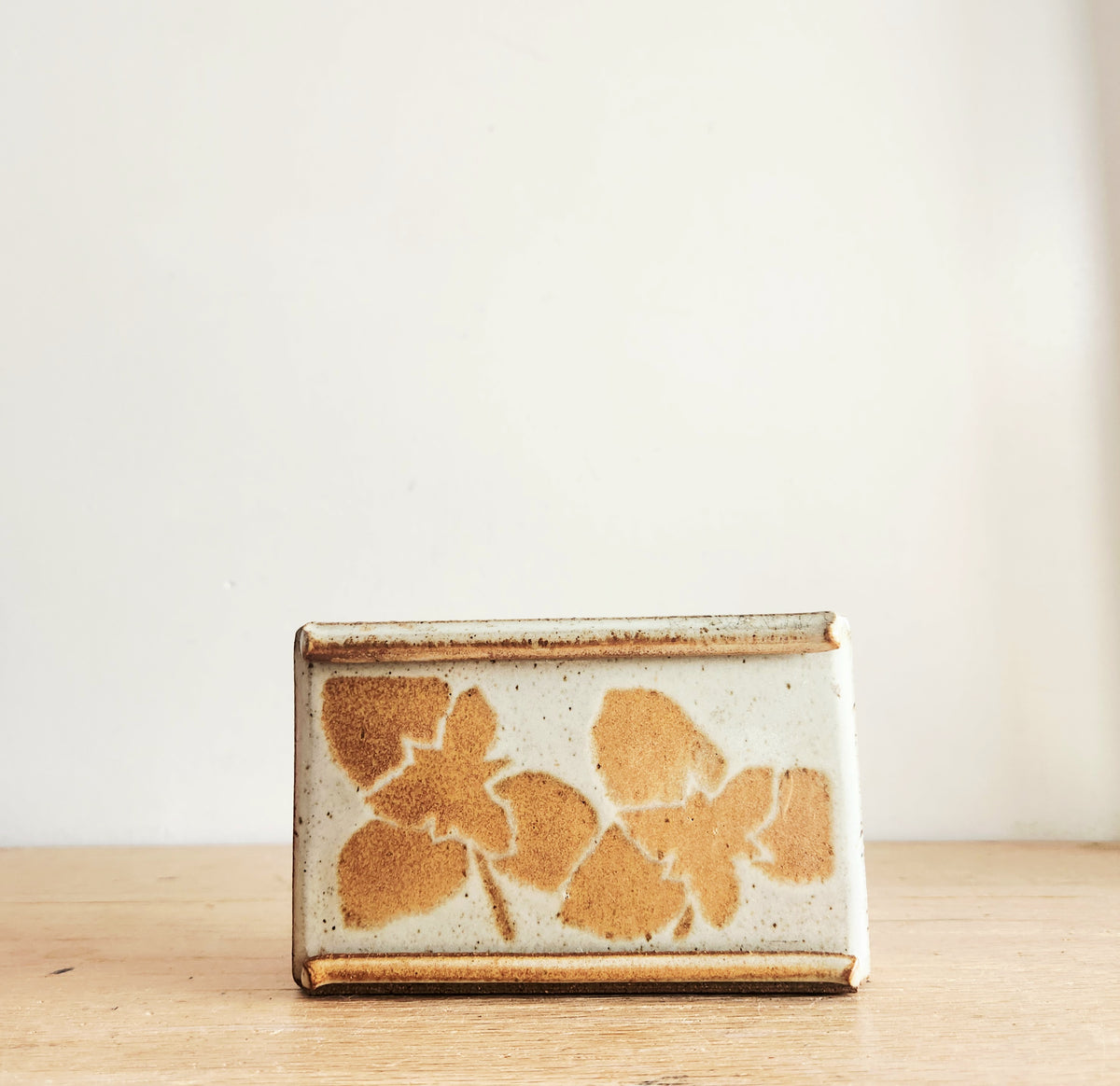 Handmade Stoneware Floral Rectangle Vase