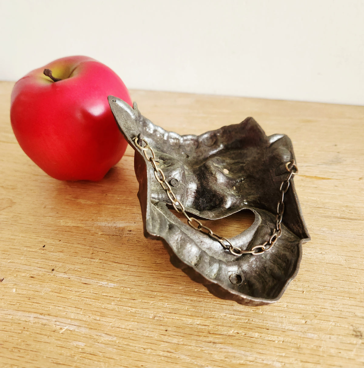 Vintage Bronze Green Comedy Mask