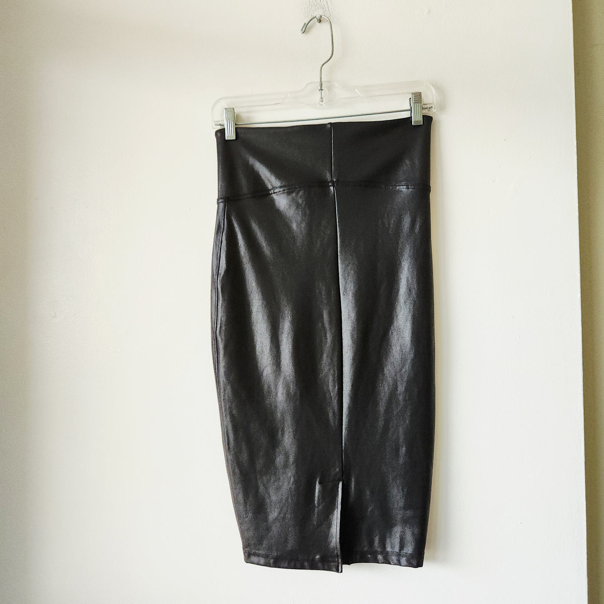 Spanx Black Faux Leather Pencil Skirt - M - New