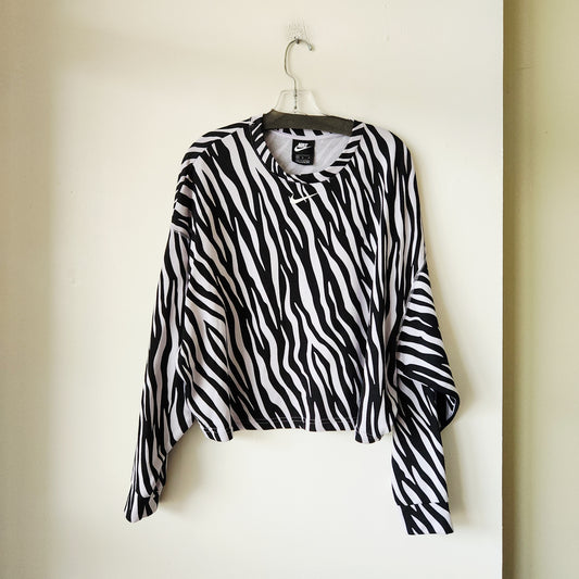 Nike Zebra Print Drop Shoulder Sweatshirt - M