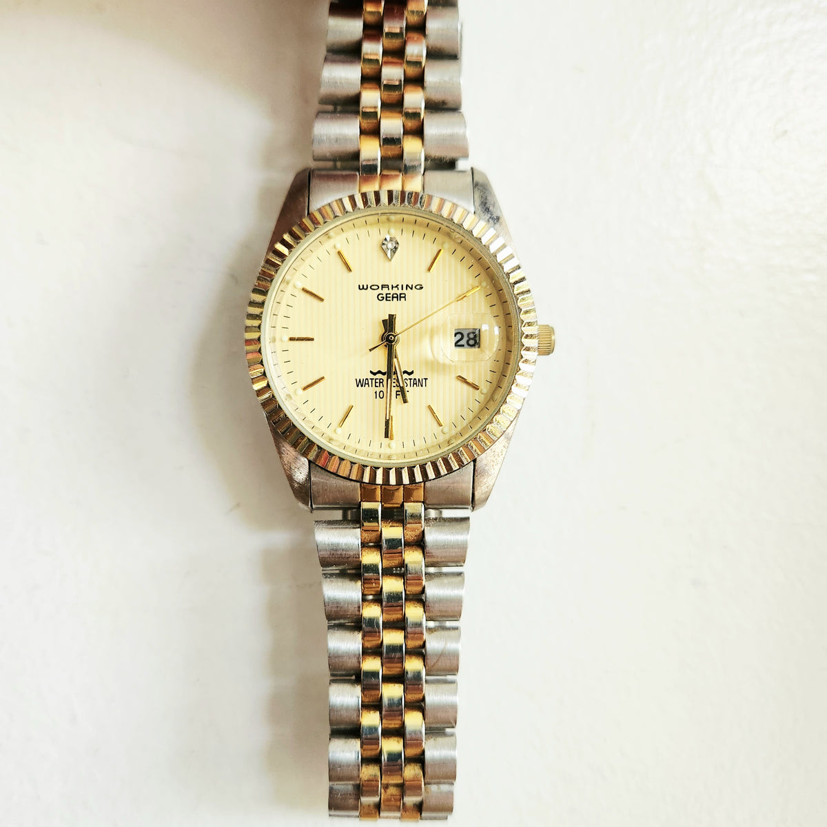 Vintage Working Gear Quartz Watch Mens Stainless Steel Works!