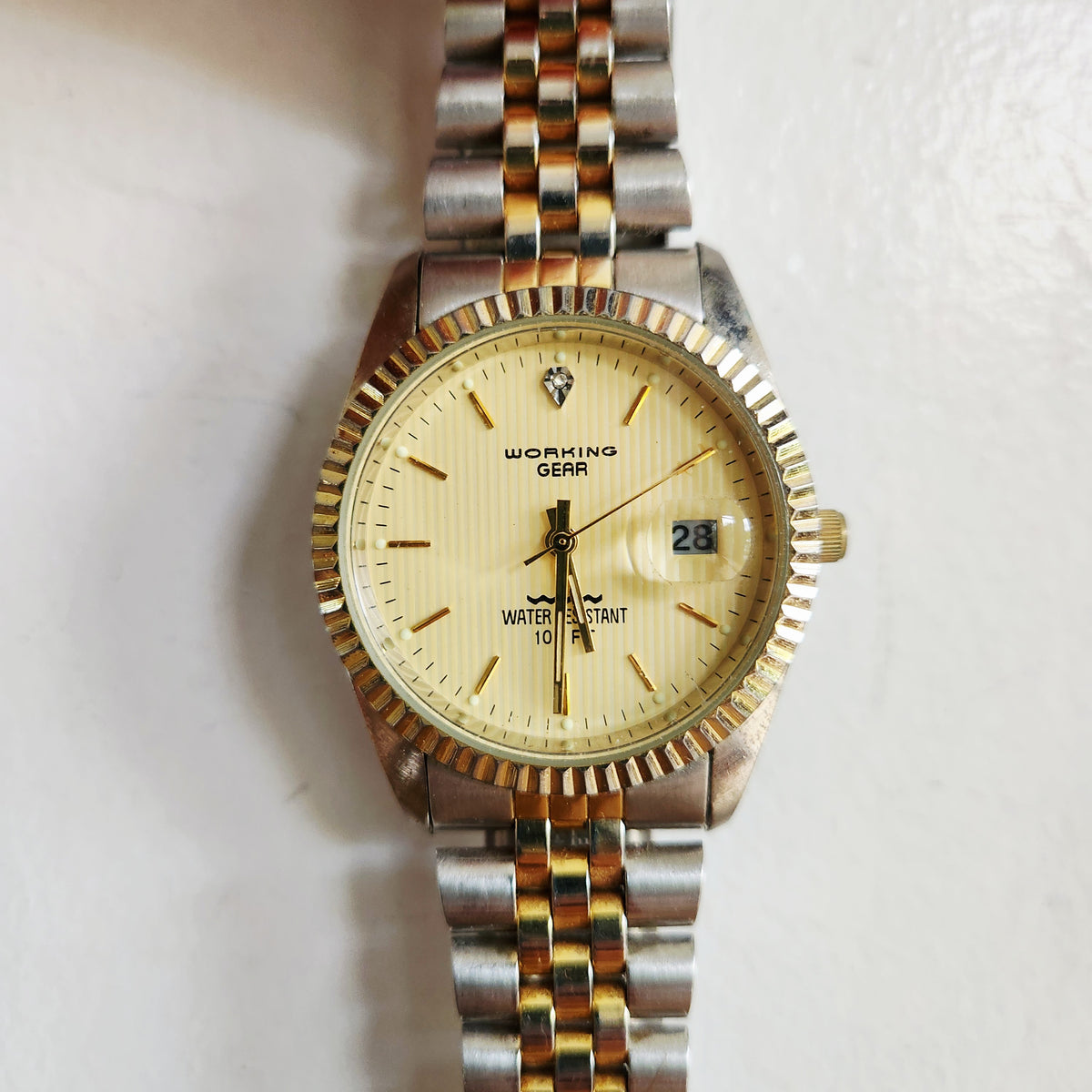 Vintage Working Gear Quartz Watch Mens Stainless Steel Works!