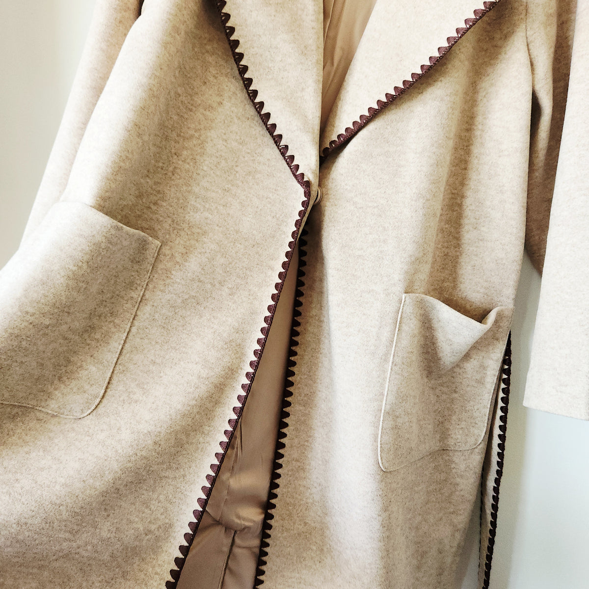 Beautiful by Lawrence Zarian Jacket with Sash Belt & Blanket Stitch Detail - 1X Petite