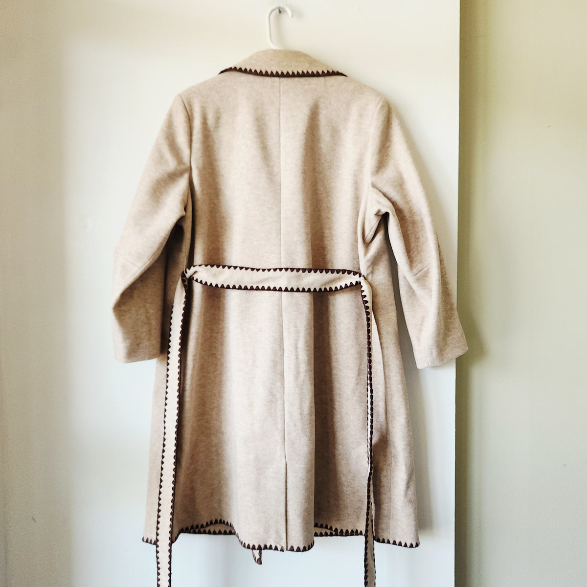 Beautiful by Lawrence Zarian Jacket with Sash Belt & Blanket Stitch Detail - 1X Petite