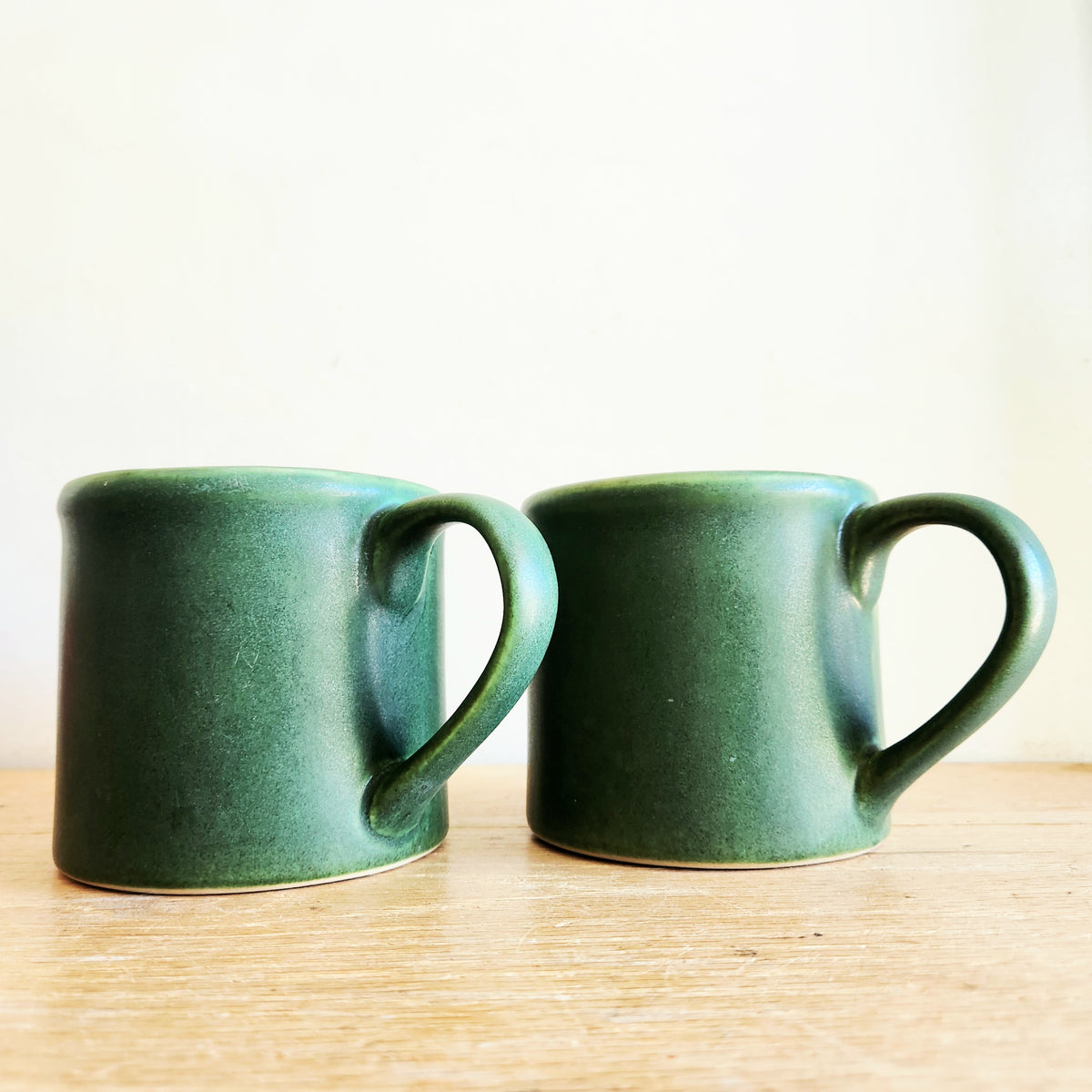 Bennington Pottery Large Mugs Dark Forest Green Set of 2