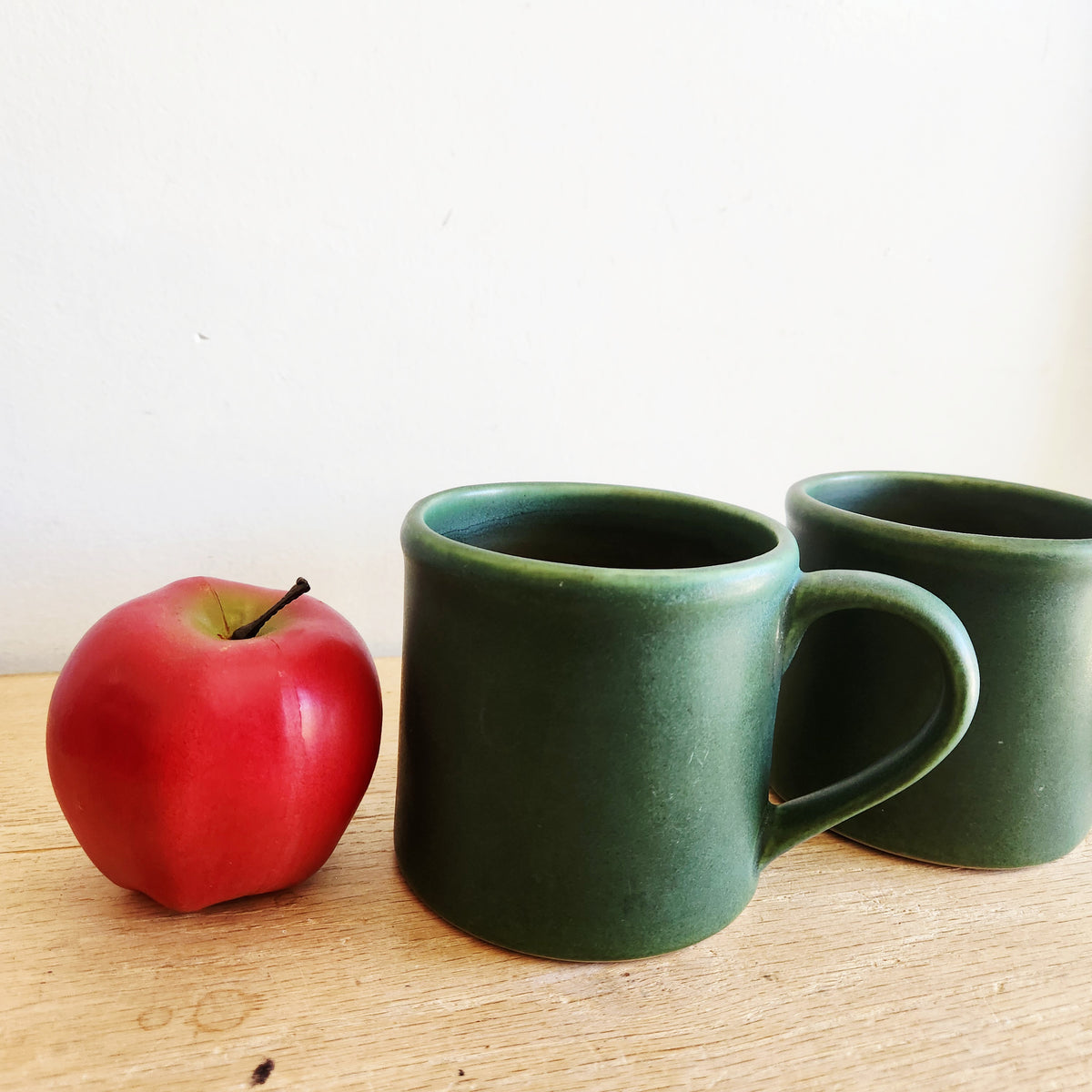 Bennington Pottery Large Mugs Dark Forest Green Set of 2