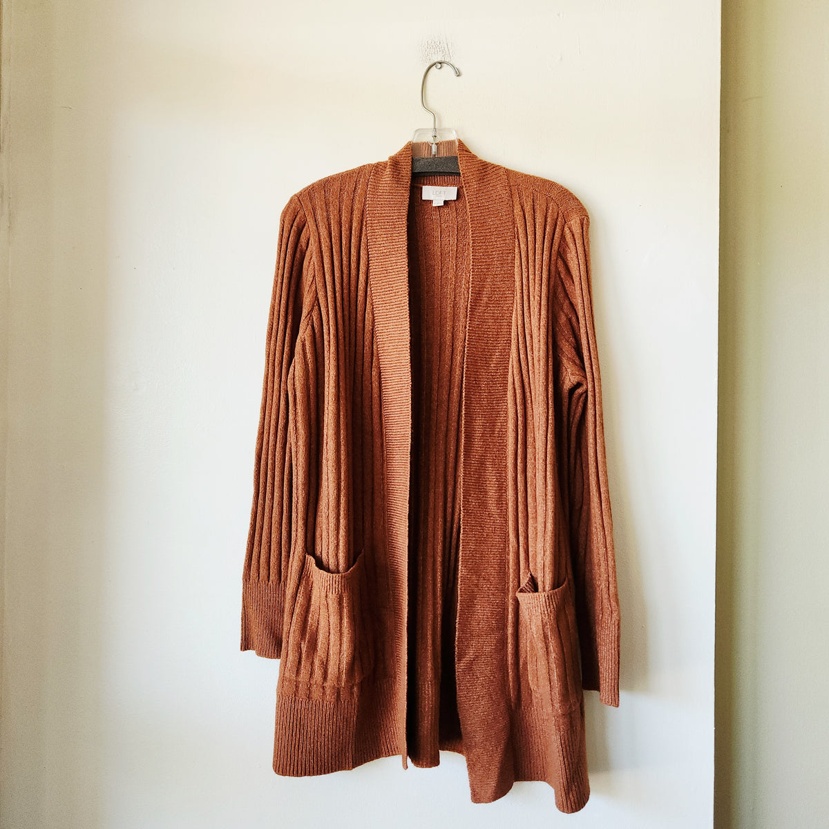 Loft Outlet Rib Knit Open Cardigan with Pockets - M