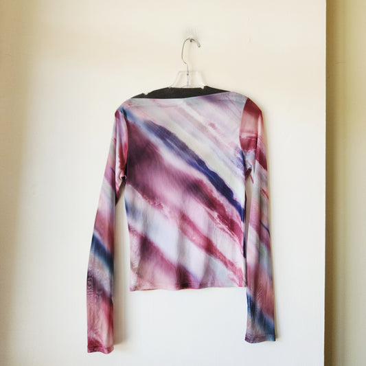 Caution to the Wind Sheer Watercolor Top - L
