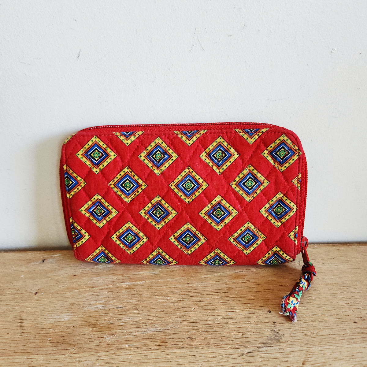 Vera Bradley Villa Red Zip Around Wallet