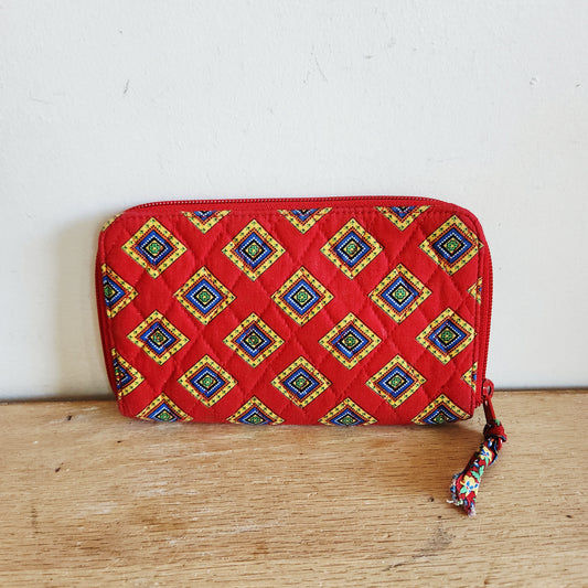 Vera Bradley Villa Red Zip Around Wallet