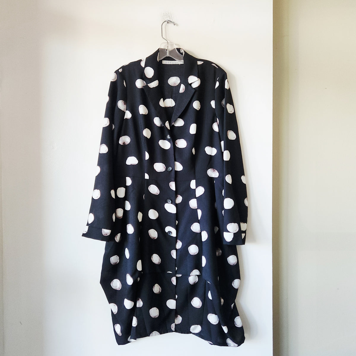 209wst Polka-dot Dress with Balloon Hem - M