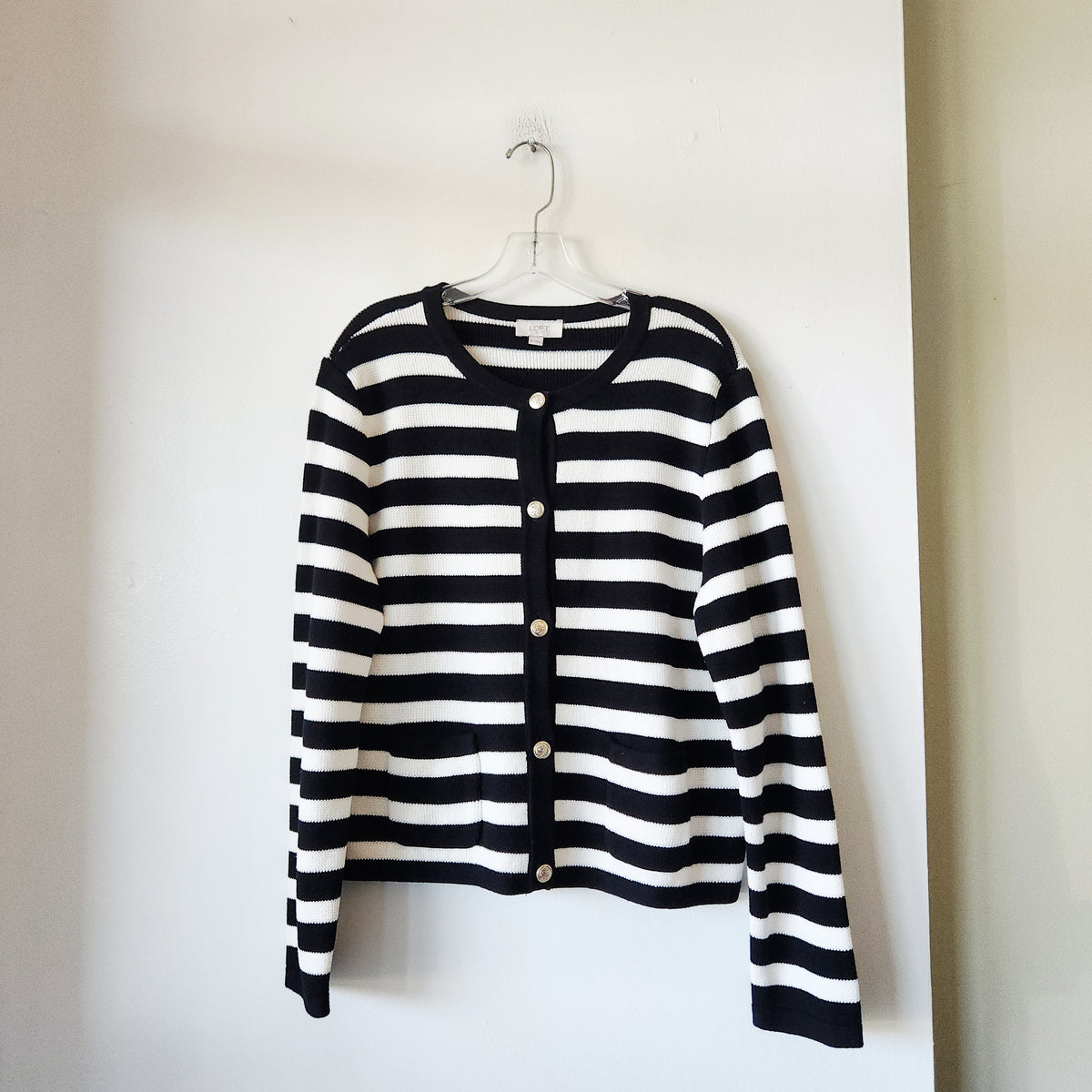 LOFT Outlet 100% Cotton Striped Cardigan - XL