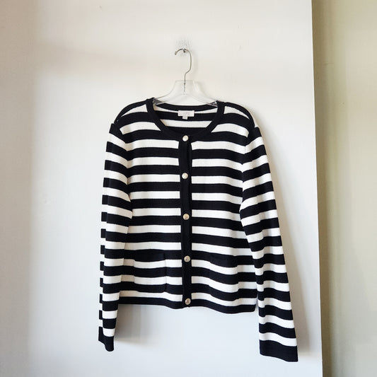 LOFT Outlet 100% Cotton Striped Cardigan - XL