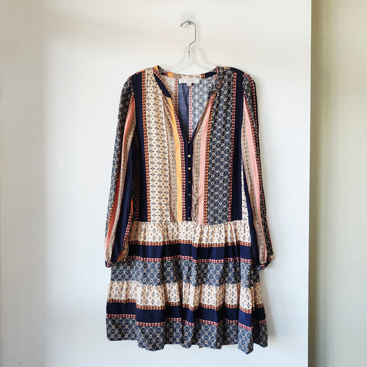 LOFT Pattern Drop Waist Dress - M