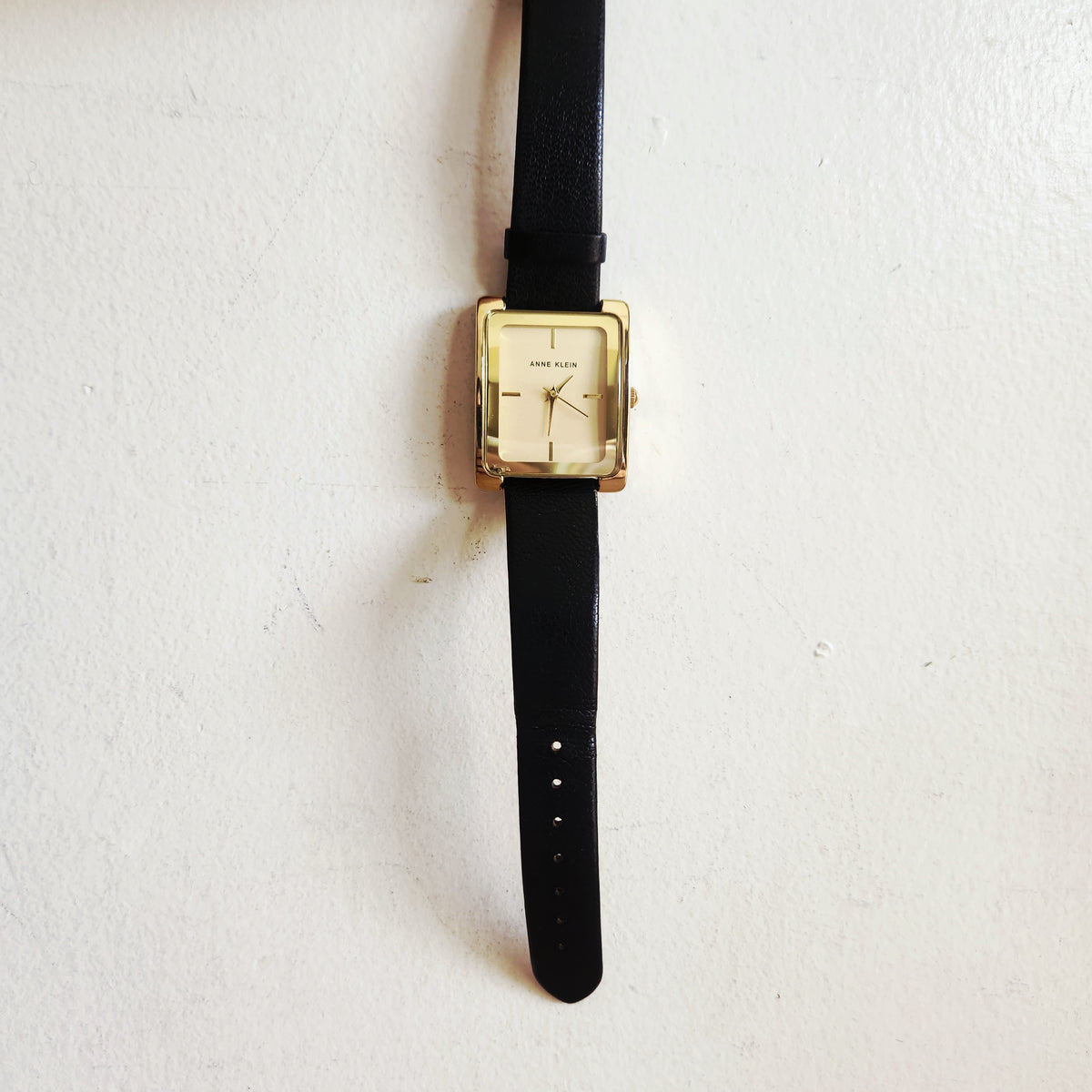 Anne Klein Women's Black Leather Strap Watch works!