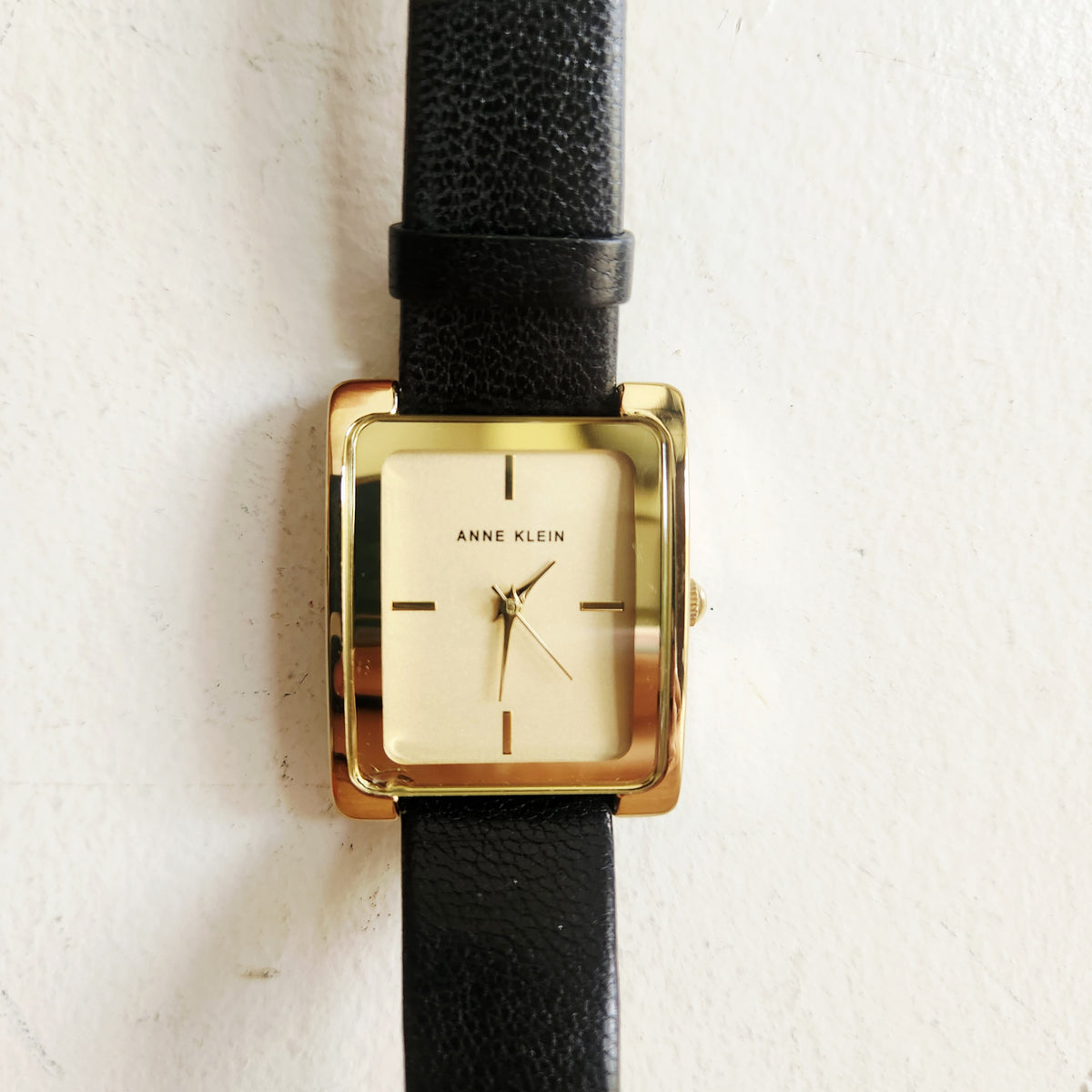 Anne Klein Women's Black Leather Strap Watch works!