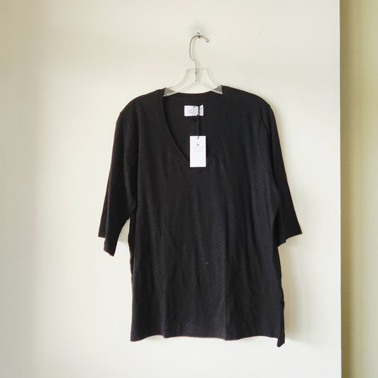 The Classic T-Shirt Co 100% Organic Cotton Black V-Neck Tee - XXL - New