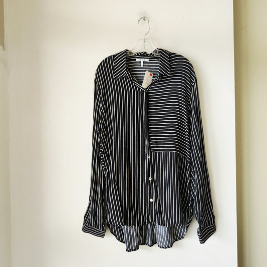 Three Dots Striped Loose Fit Button Up Shirt - XL - New