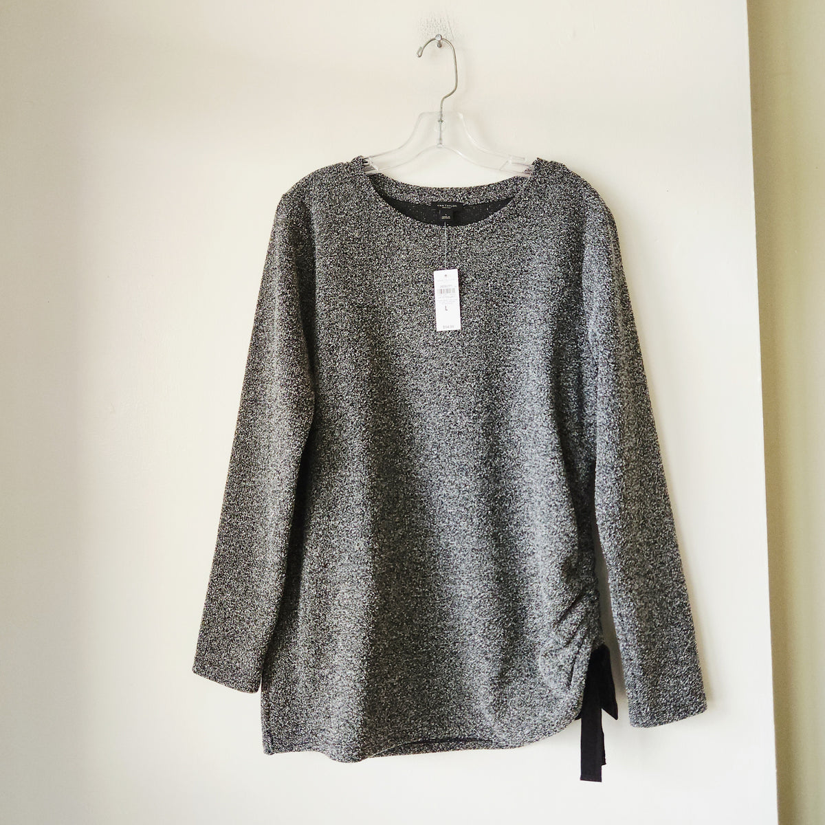 Ann Taylor Factory Textured Top with Side Drawstring Detail - L - New