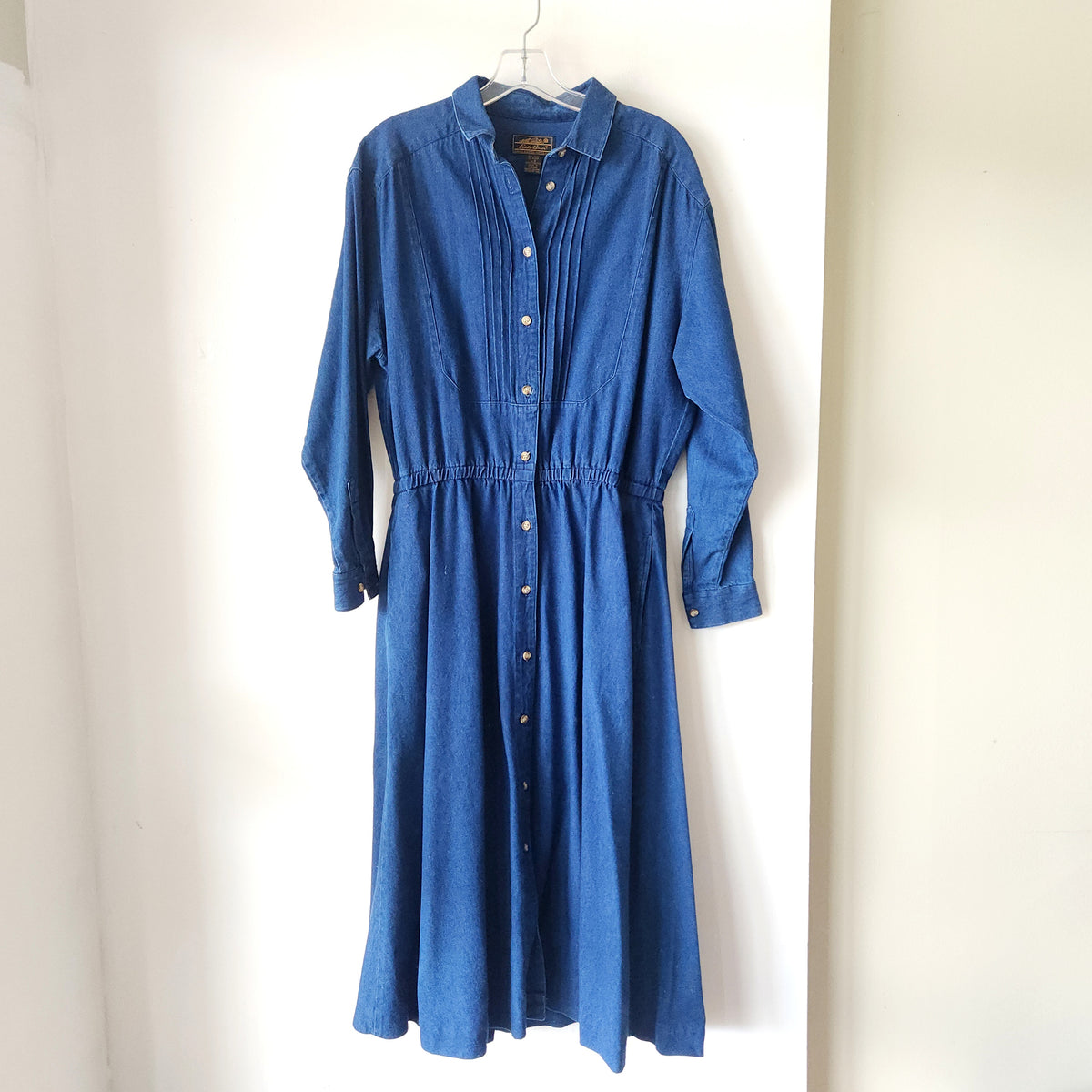 Vintage Eddie Bauer 100% Cotton Denim Dress with Buttons - L