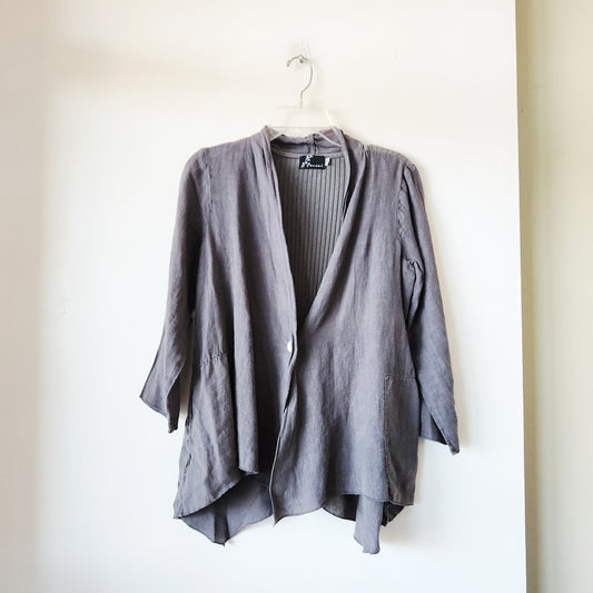 Fenini 100% Linen & 100% Cotton Mixed Materials Top with Handkerchief Hem - XS