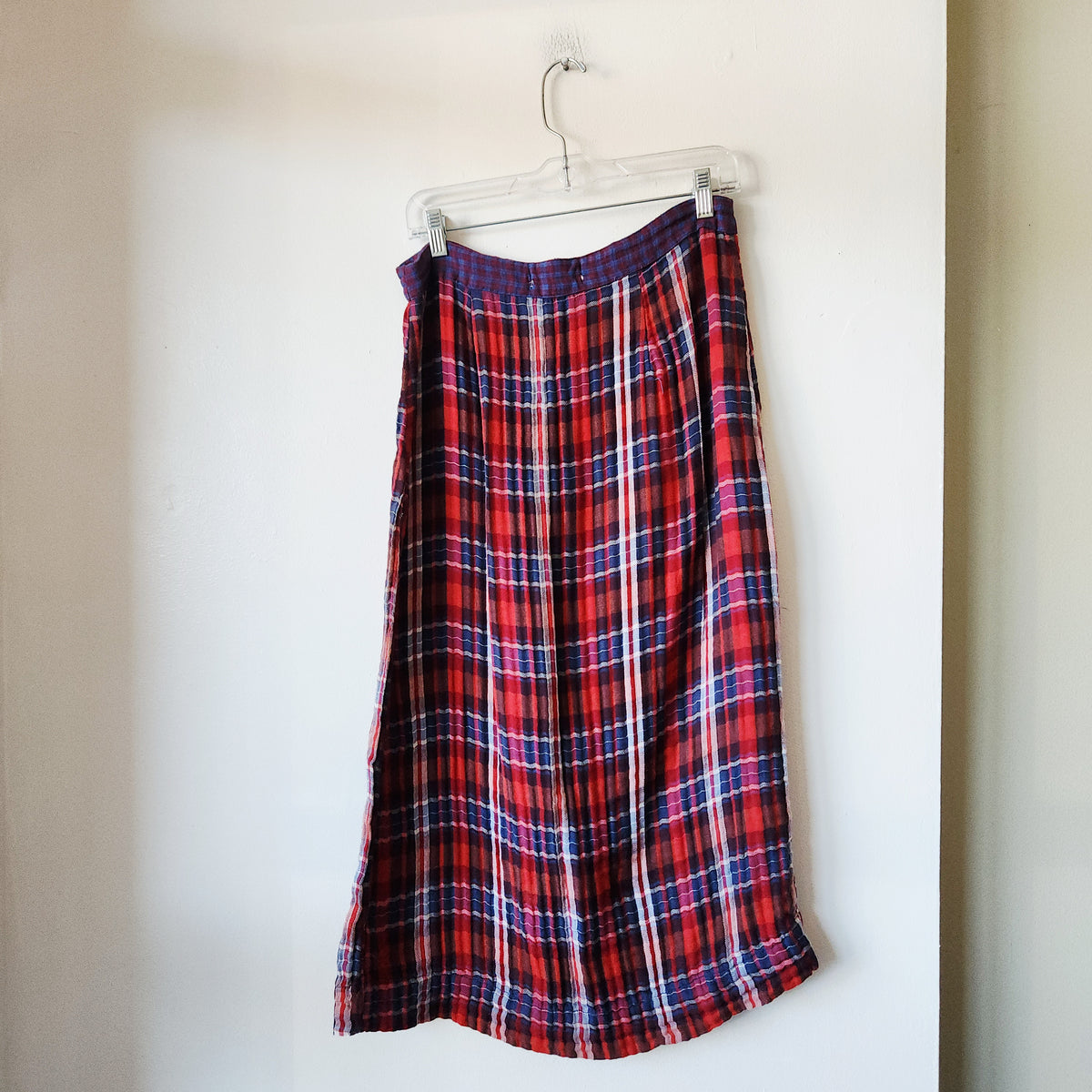 Urban Outfitters 100% Cotton Gauzy Plaid Midi Skirt - L