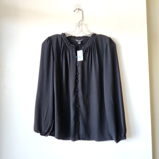 Ann Taylor Factory Black Top with Pleat Details - XS Petite - New