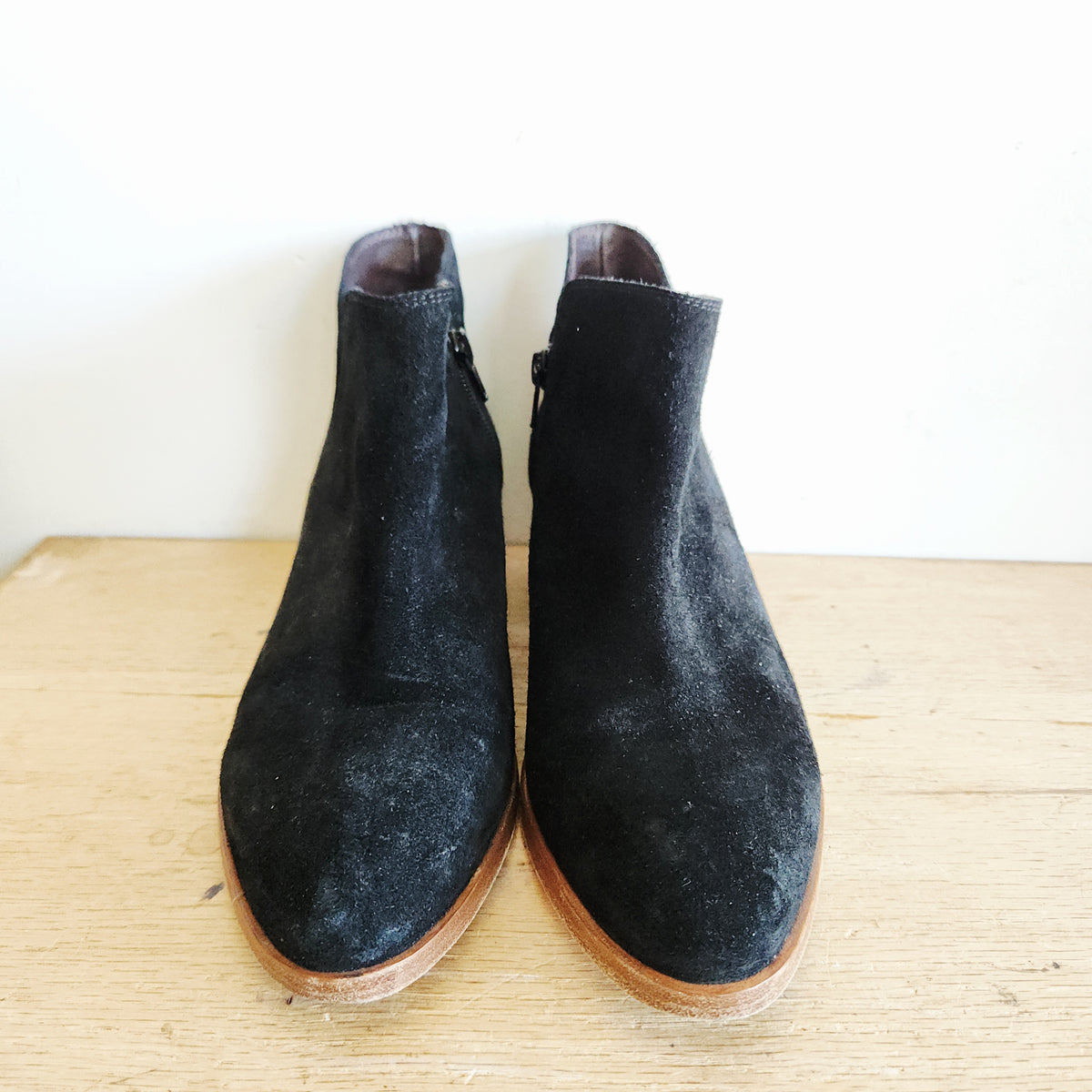 Garnet Hill Black Suede Ankle Boots - size 8