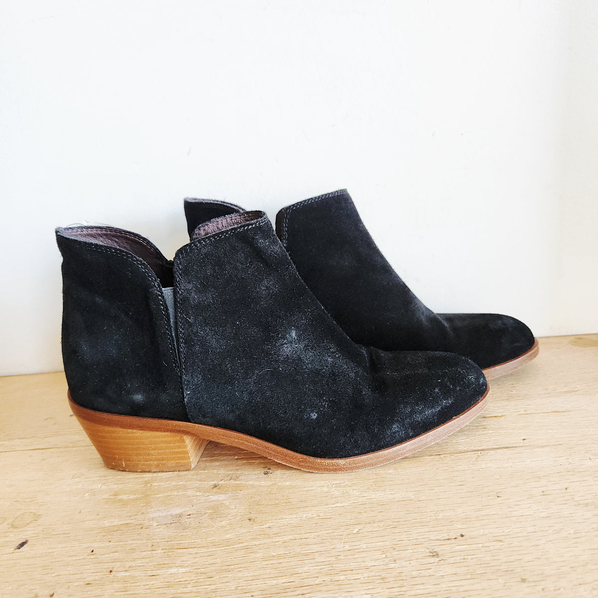 Garnet Hill Black Suede Ankle Boots - size 8