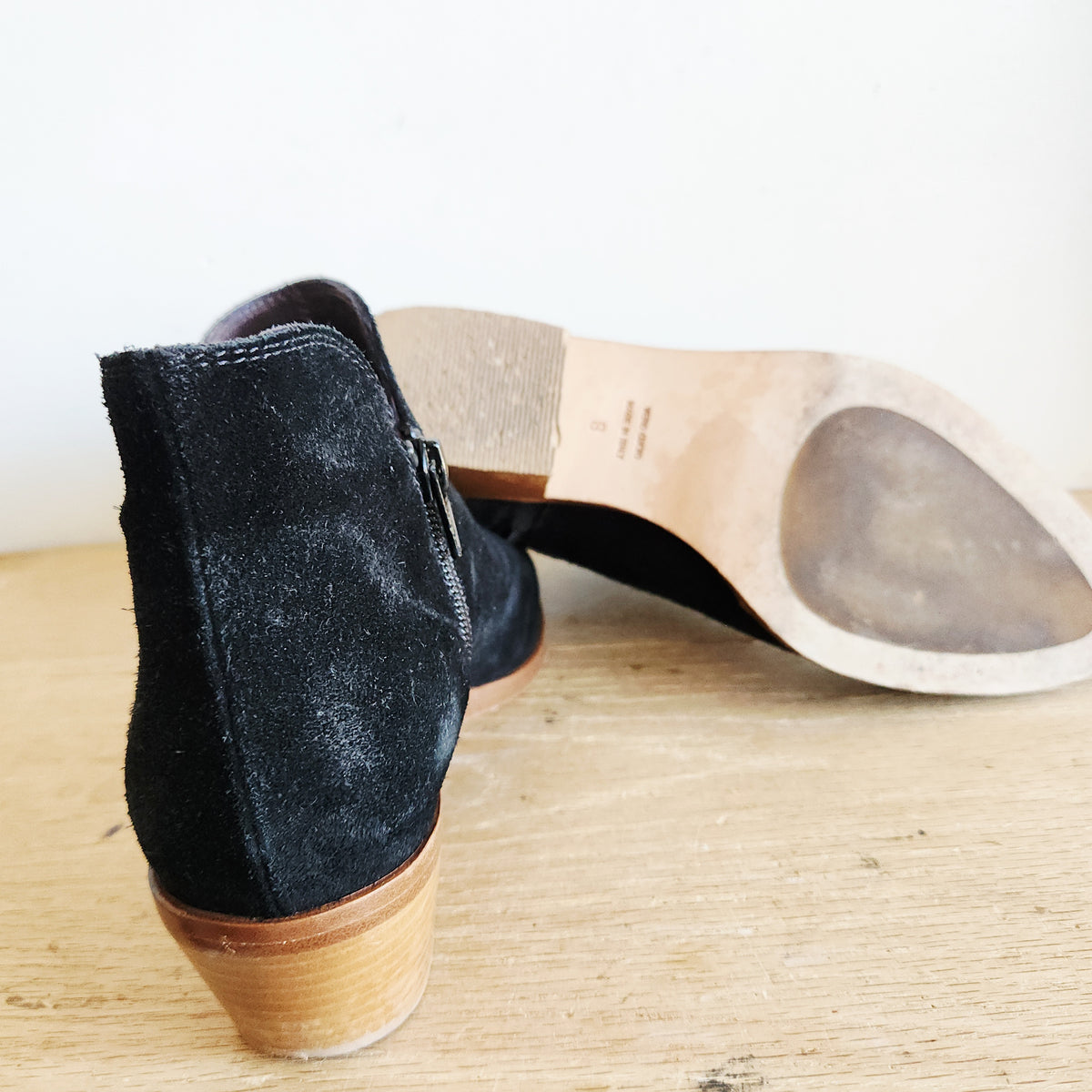 Garnet Hill Black Suede Ankle Boots - size 8