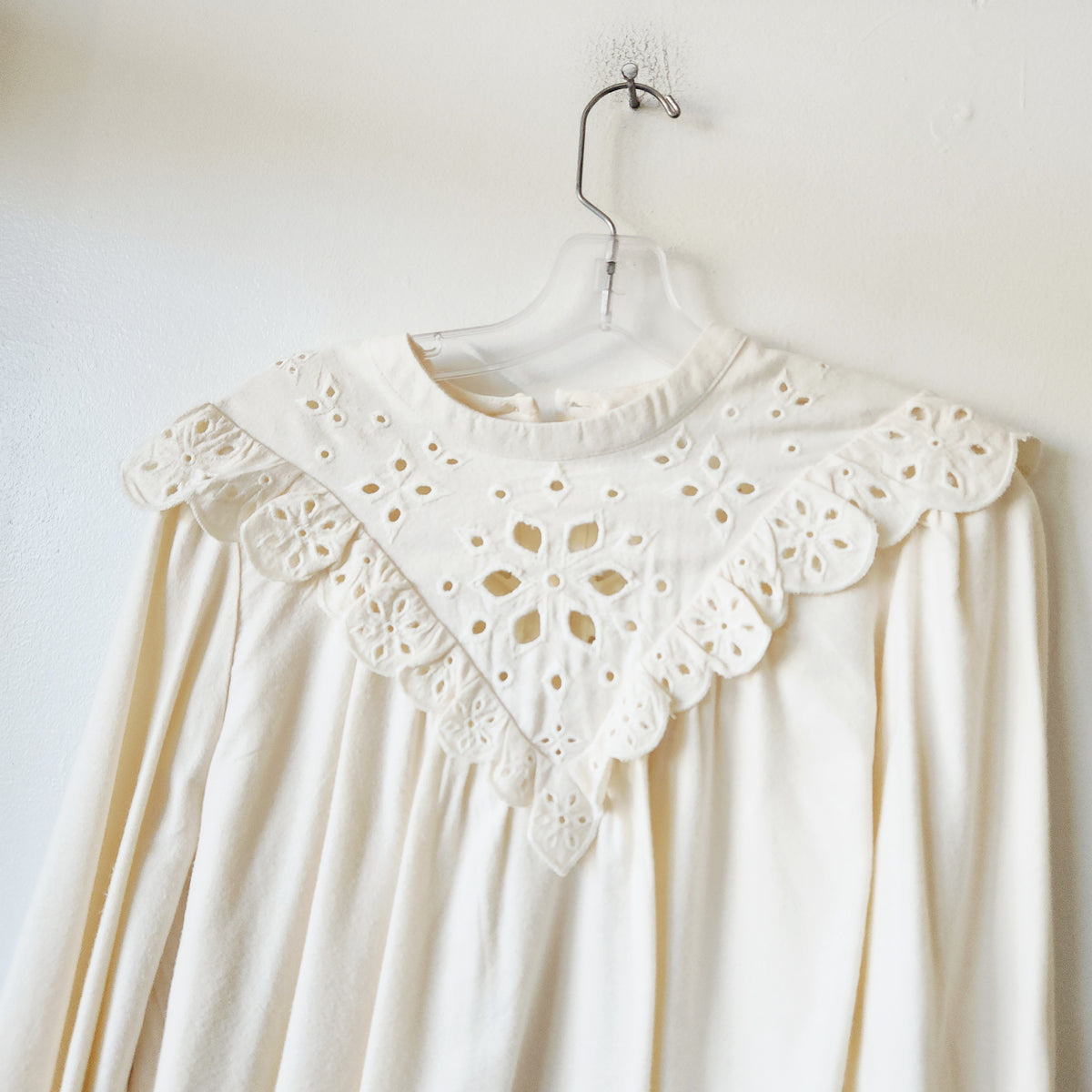 Madewell Cream Flannel Top with Ruffle Detail - L