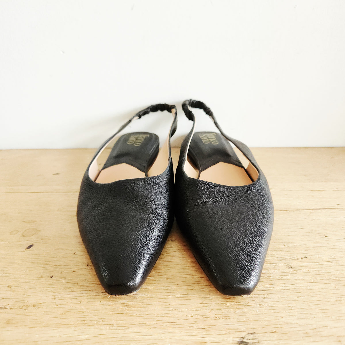 Franco Sarto Black Leather Slingbacks - size 8M