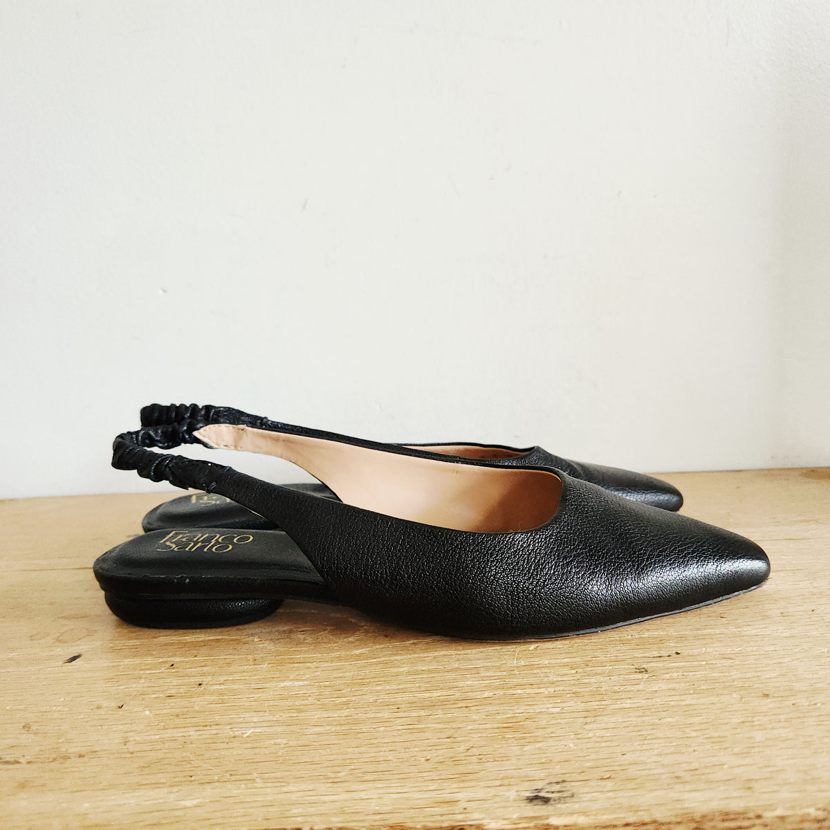 Franco Sarto Black Leather Slingbacks - size 8M